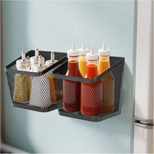 2 Pack Magnetic Spice Rack for Refrigerator and Oven Magnetic Fridge Basket