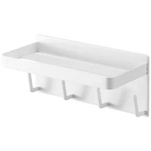 Yamazaki Magnetic Bathroom Rack & Hooks, White