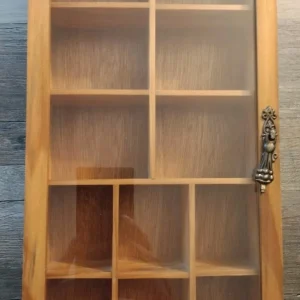 Vtg Wood Wall Display Case Trinket Shelf Glass Door Cabinet 13.5 x 7